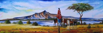 Malak Herding Near Lake Naivasha Mountain Oil Paintings